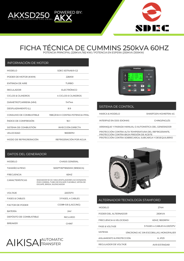 cummins AKX-Sdec 250kVA-S 1